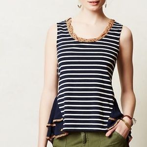 Anthropologie Postmark Striped Peplum Top
